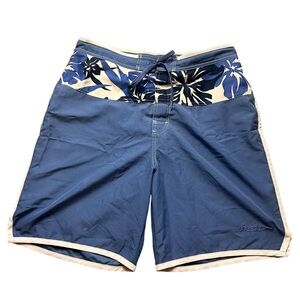 Speedo Men’s Hawaiian Lined Blue Board Shorts Swim Trunks